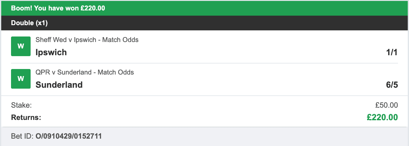 Championship Tipster - Winner Double - 2023-09-18