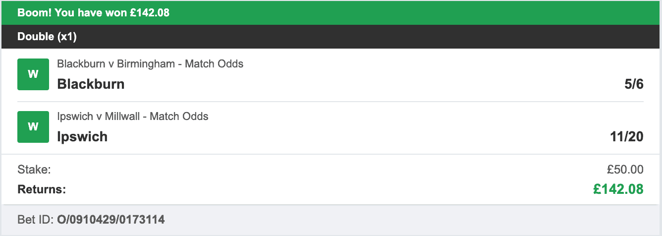 Championship Tipster - Winner Double - 2023-11-29
