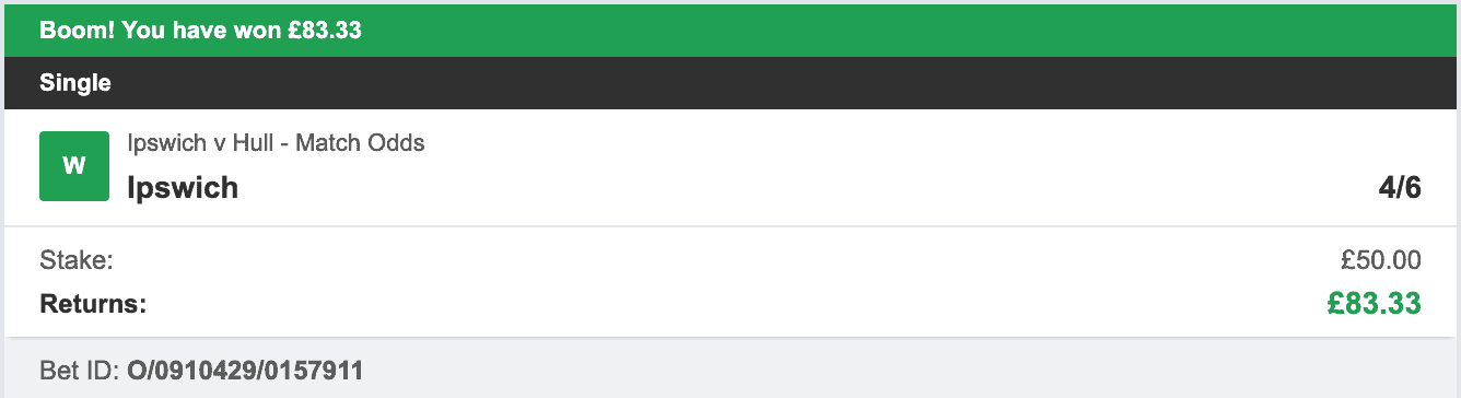 Championship Tipster - Winner 1 - 2023-10-04